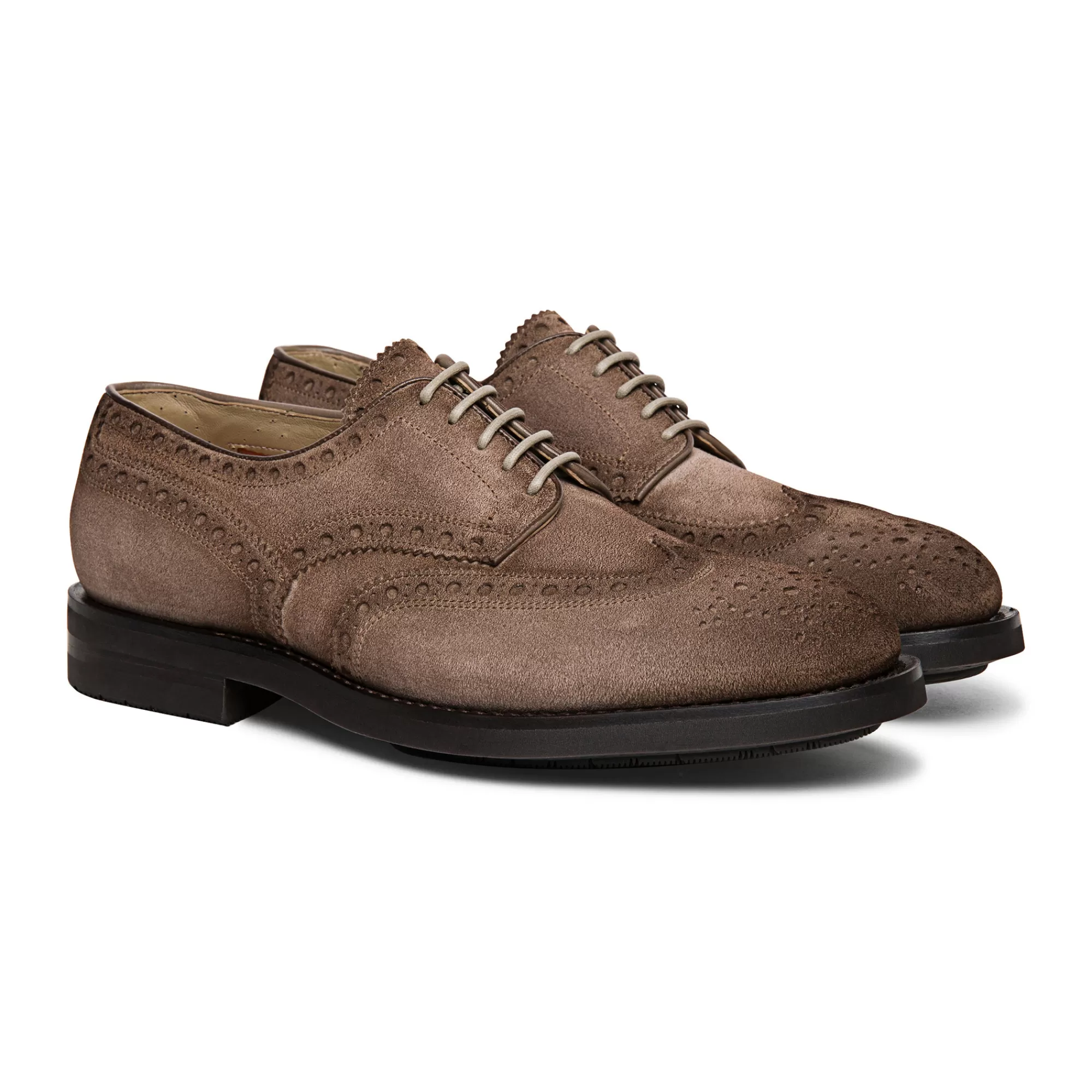 Shop Stringata derby brogue da uomo in suede tortora Vedi tutte le calzature | Stringate