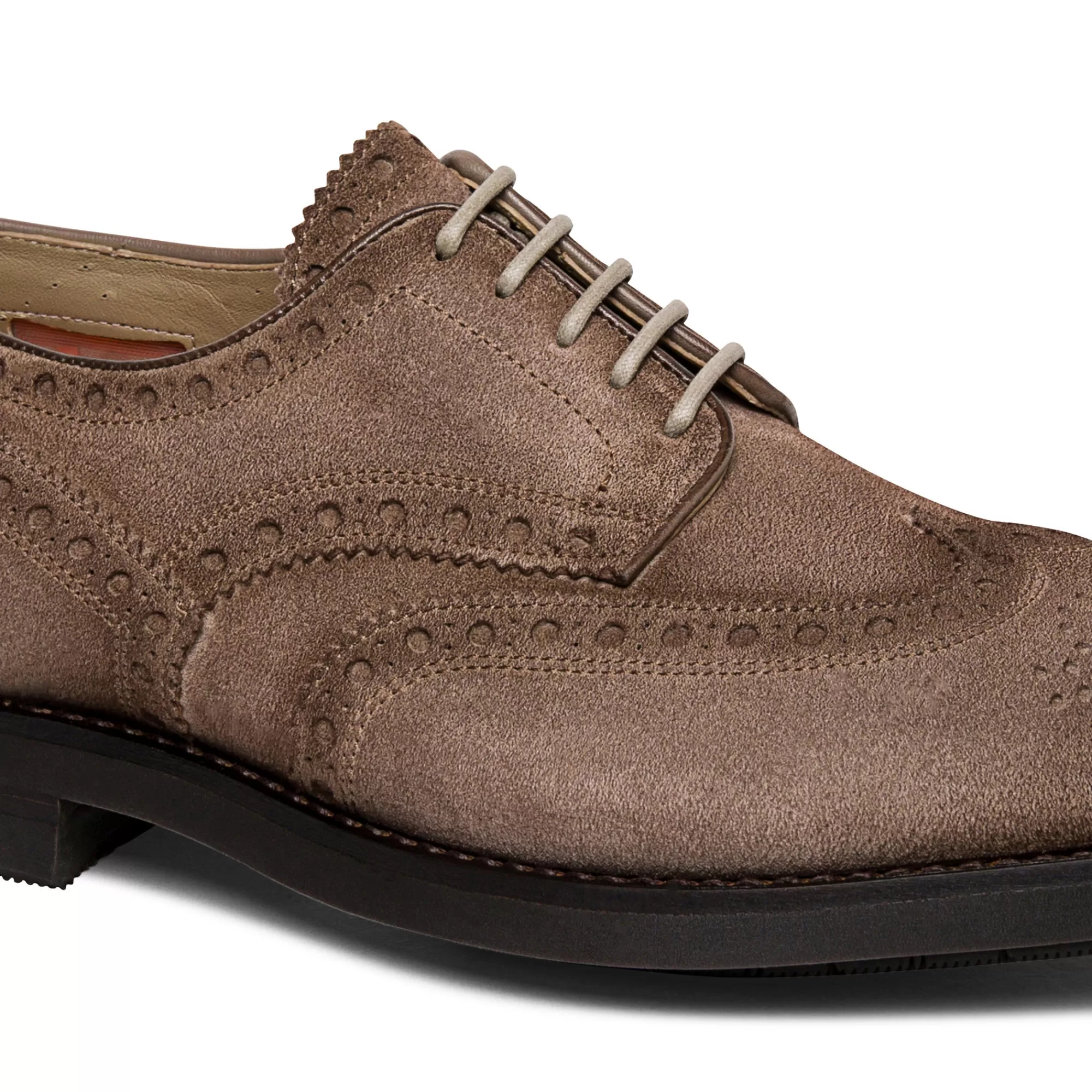 Shop Stringata derby brogue da uomo in suede tortora Vedi tutte le calzature | Stringate