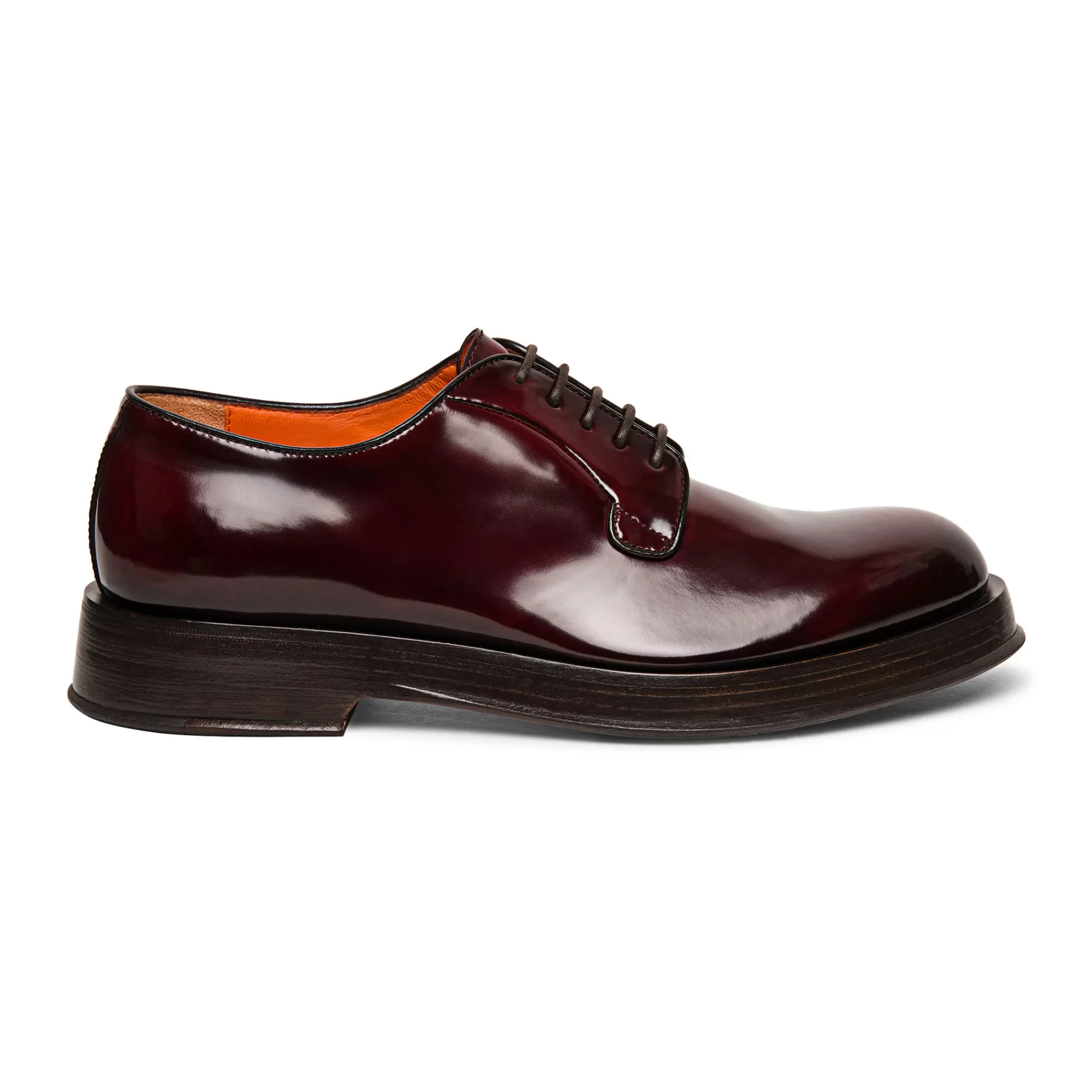 Fashion Stringata derby da uomo in pelle lucida bordeaux Vedi tutte le calzature | Stringate