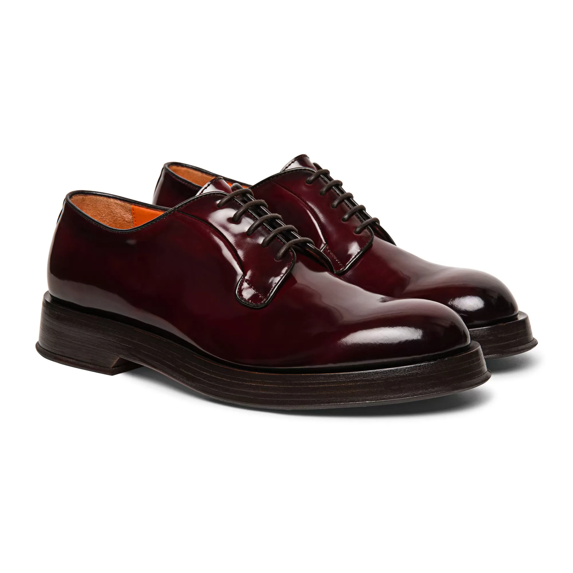 Fashion Stringata derby da uomo in pelle lucida bordeaux Vedi tutte le calzature | Stringate